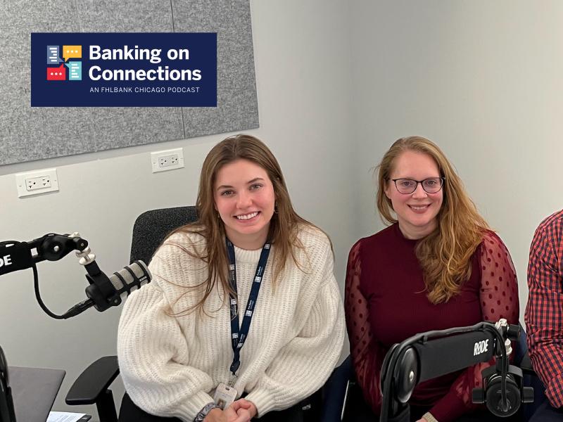 Clara Biolo-Thompson, Senior Community Investment Operations Specialist at FHLBank Chicago, and Jen Schaefer, Community Investment Operations Specialist in Studio Feature Size