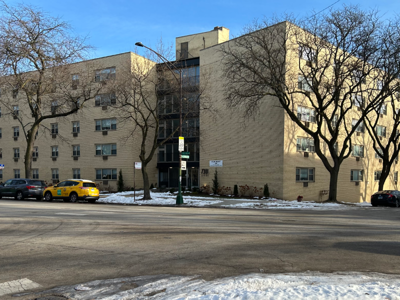 A 56-unit apartment building in Chicago’s Rogers Park neighborhood